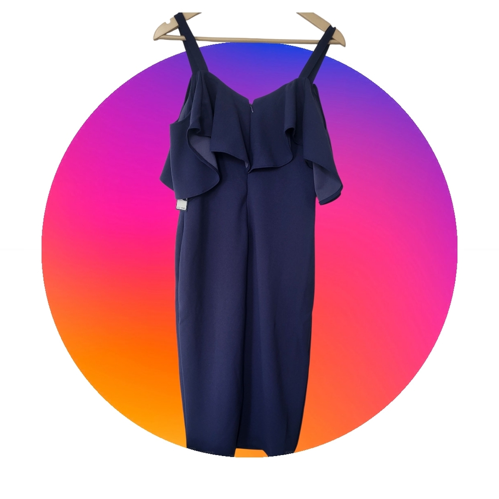Elegant Navy Blue Ruffle Dress